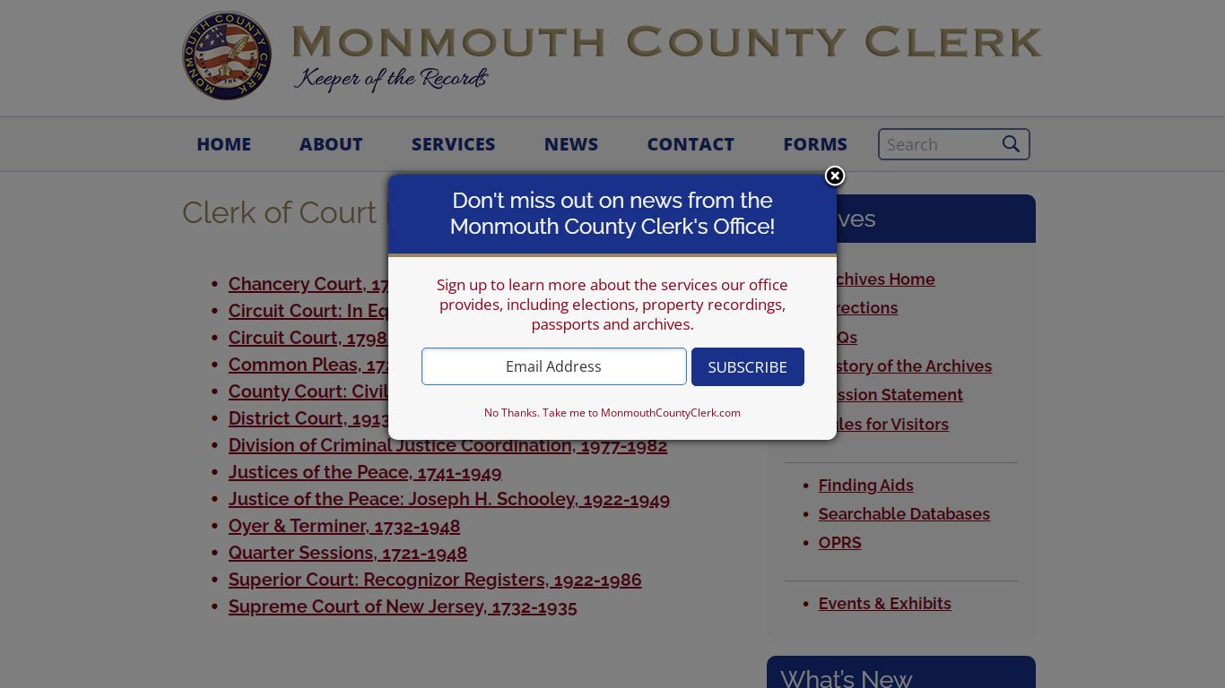 Clerk of Court Records - Monmouth County, NJ Clerk